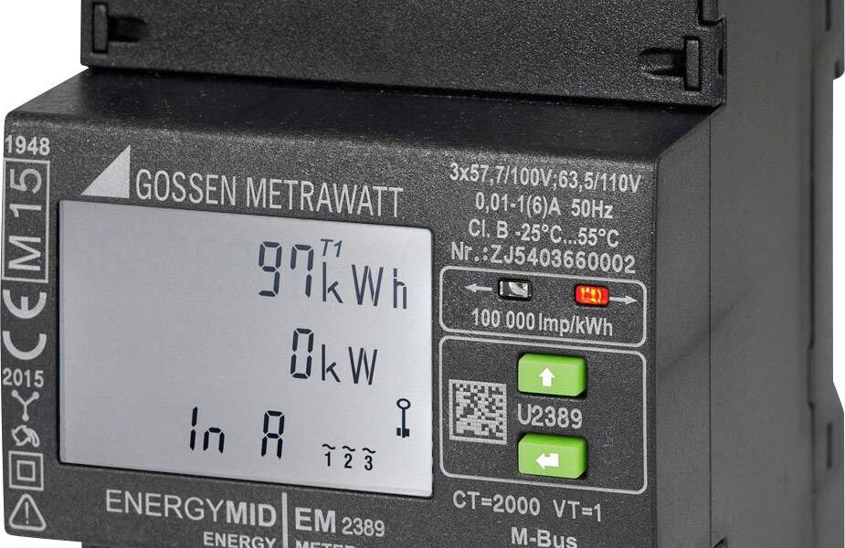 Gossen Metrawatt, merač energie ENERGYMID na pripojenie prevodníka, M-Bus, MID, multifunkčný displej (MFD), 4L Gossen Metrawatt U2389-V025
