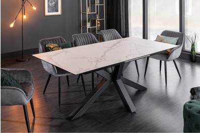 Bighome – Jedálenský stôl EVERLASTING 180-225 cm – biela, sivá