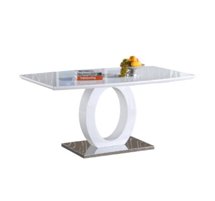 Jedálenský stôl ZARNI biela lesk / oceľ