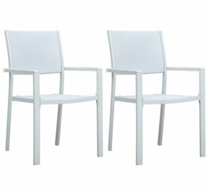 Záhradné stoličky 2 ks plast / oceľ Dekorhome Biela
