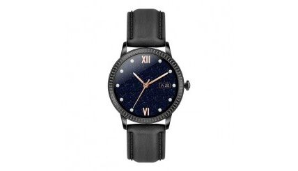 Smart hodinky Deveroux CF 18, kožený remienok, čierna