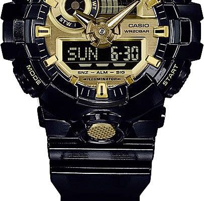 Náramkové hodinky Casio GA-710GB-1AER, (d x š x v) 57.5 x 53.4 x 18.4 mm, čierna