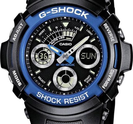 Náramkové hodinky Casio AW-591-2AER, (d x š x v) 52 x 46.4 x 14.9 mm, modrá, čierna