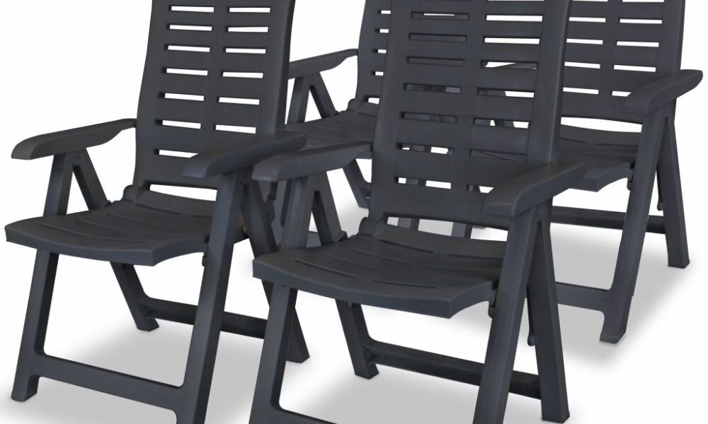 Polohovateľné záhradné stoličky 4 ks plast Antracit