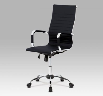Kancelárska stolička KA-V305 ekokoža / chróm Čierna