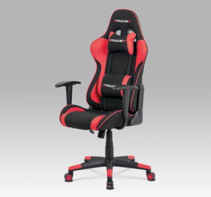 Kancelárska stolička KA-V608 ekokoža / látka / plast Červená