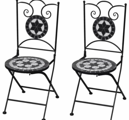 Záhradná skladacia stolička 2 ks Čierna