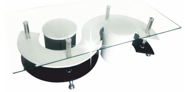Konferenčný stolík a 2 taburetky RUPERT biela / čierna