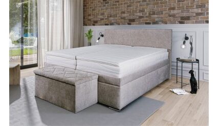 Čalúnená posteľ Rory 180×200, šedá, vrátane matracov, roštu a úp