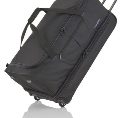 Travelite Cestovní taška Basics Wheeled duffle L Black/blue 98/119 l