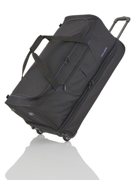 Travelite Cestovní taška Basics Wheeled duffle L Black/blue 98/119 l