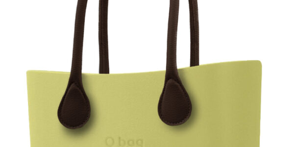 O bag kabelka Celery Green s hnedými dlhými koženkovými rúčkami