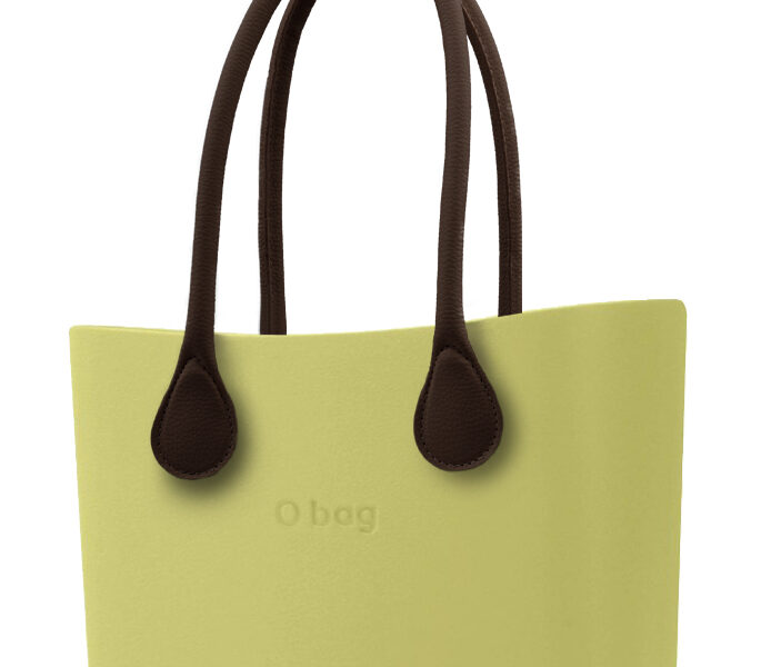 O bag kabelka Celery Green s hnedými dlhými koženkovými rúčkami