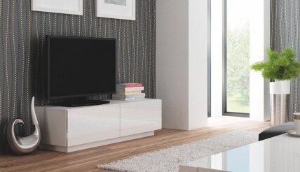 Livo – TV stolík 160 stojící (bílá mat/bílá lesk)