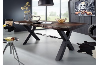 Bighome – DARKNESS Jedálenský stôl 200x110cm – čierne nohy, hnedá, akácia