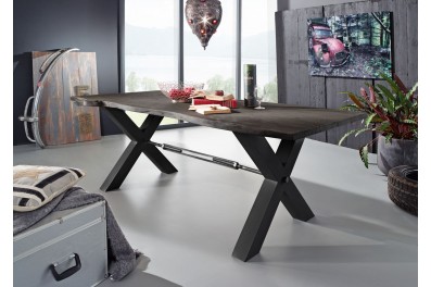 Bighome – DARKNESS Jedálenský stôl 200×100 cm – čierne nohy, sivá, akácia
