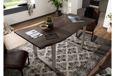 Bighome – METALL Jedálenský stôl so striebornými nohami 200×100, akácia, sivá
