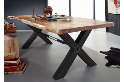 Bighome – DARKNESS Jedálenský stôl 200×110 cm – čierne nohy, prírodná, akácia