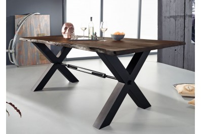 Bighome – DARKNESS Jedálenský stôl 200×100 cm – čierne nohy, hnedá, akácia