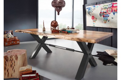Bighome – DARKNESS Jedálenský stôl 260×110 cm – čierne nohy, prírodná, akácia