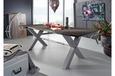 Bighome – DARKNESS Jedálenský stôl 200×100 cm – strieborné nohy, sivá, akácia