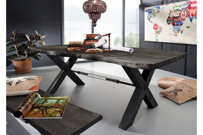 Bighome – DARKNESS Jedálenský stôl 180×110 cm – čierne nohy, sivá, akácia