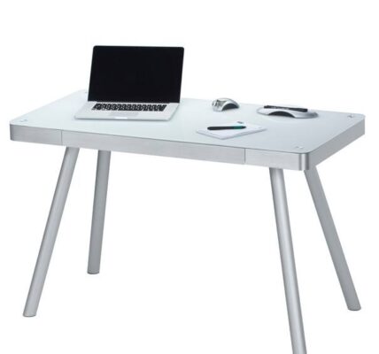 Sconto Počítačový stôl MAXWELL kov/biele sklo