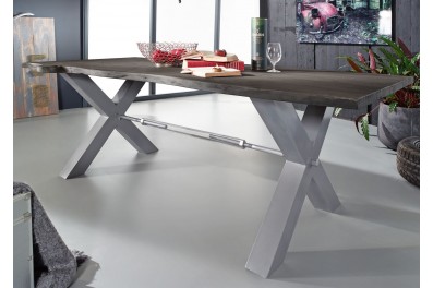 Bighome – DARKNESS Jedálenský stôl 180×100 cm – strieborné nohy, sivá, akácia