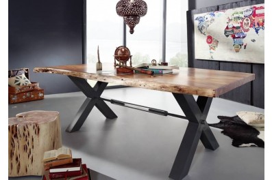 Bighome – DARKNESS Jedálenský stôl 180×110 cm – čierne nohy, prírodná, akácia