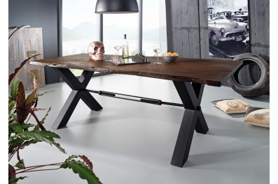 Bighome – DARKNESS Jedálenský stôl 180×100 cm – čierne nohy, hnedá, akácia