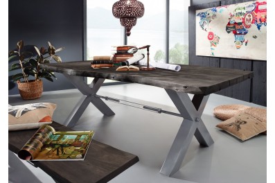 Bighome – DARKNESS Jedálenský stôl 180×110 cm – strieborné nohy, sivá, akácia