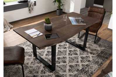 Bighome – METALL Jedálenský stôl s antracitovými nohami (lesklá) 140×90, akácia, sivá