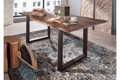 Bighome – METALL Jedálenský stôl s antracitovými nohami (matné) 180×90, akácia, sivá