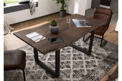 Bighome – METALL Jedálenský stôl s antracitovými nohami (matné) 120×90, akácia, sivá
