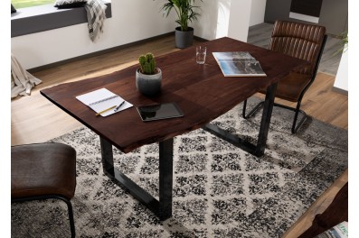 Bighome – METALL Jedálenský stôl s antracitovými nohami (lesklé) 220×100, akácia, hnedá