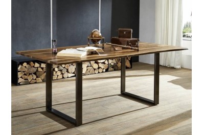 Bighome – ROUND Jedálenský stôl METALL 180×90 cm – doska 2,5 cm, hnedá, palisander