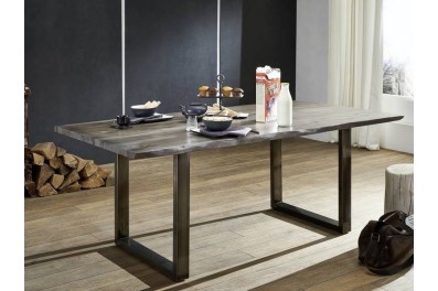Bighome – ROUND Jedálenský stôl METALL 200×100 cm – doska 3,5 cm, dymová, palisander