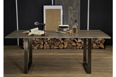 Bighome – ROUND Jedálenský stôl METALL 160×90 cm – doska 2,5 cm, dymová, palisander
