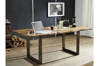 Bighome – ROUND Jedálenský stôl METALL 160×90 cm – doska 3,5 cm, hnedá, palisander