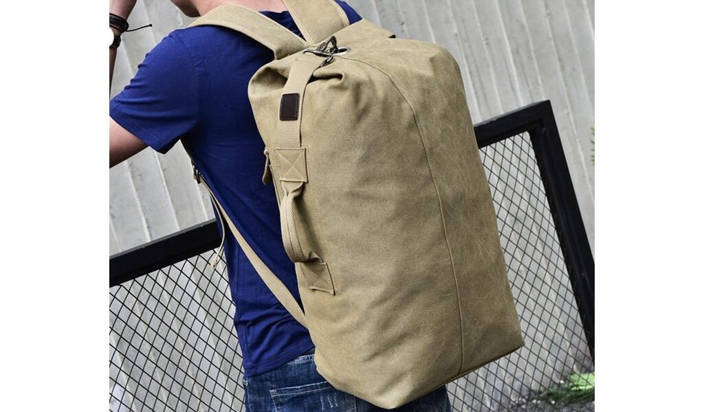 Multifunkčný plátený ruksak – 3 farby Farba: khaki, Rozmery: 55 cm x 30 cm x 20 cm