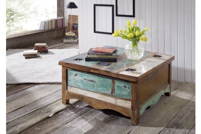 Bighome – OLDTIME Konferenčný stolík otvárací 90×90 cm, staré drevo