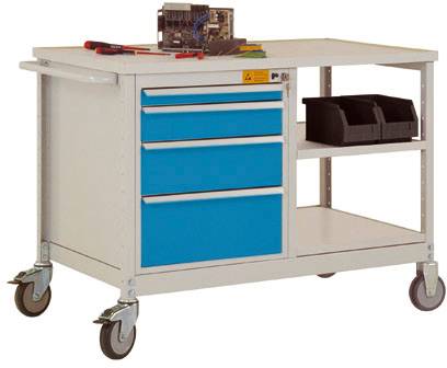 Mobilný pracovný stôl ESD model 1 s policami, ŠxHxH 1135 x 590 x 805 mm Manuflex LW1002.5012 LW1002.5012