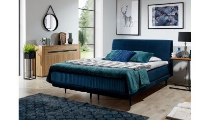 Čalúnená posteľ Scarlett 180×200, tmavo modrá, vr. matraca