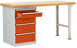 Systém pracovných stolov COMBI model 1 s masívnou bukovou doskou, ŠxHxH = 1500 x 700 x 840 mm Manuflex TP5087.2001 TP5087.2001