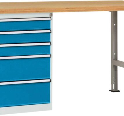 Systém pracovných stolov COMBI model 7 s masívnou bukovou doskou, ŠxHxH = 1500 x 700 x 840 mm Manuflex WC5115.5012 WC5115.5012
