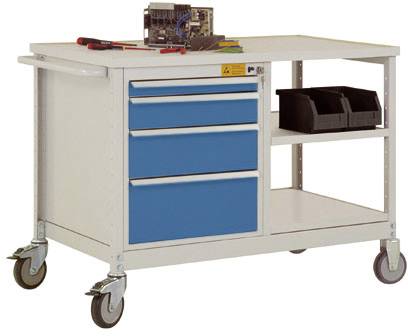 Mobilný pracovný stôl ESD model 1 s policami, ŠxHxH 1135 x 590 x 805 mm Manuflex LW1002.5007 LW1002.5007