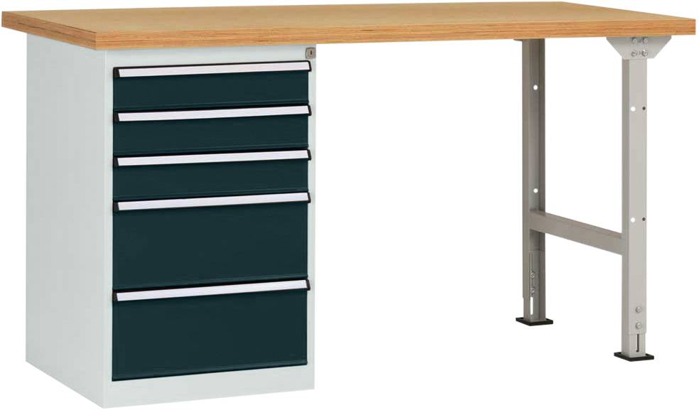 Systém pracovných stolov COMBI model 7 s masívnou bukovou doskou, ŠxHxH = 1500 x 700 x 840 mm Manuflex WC5115.7016 WC5115.7016
