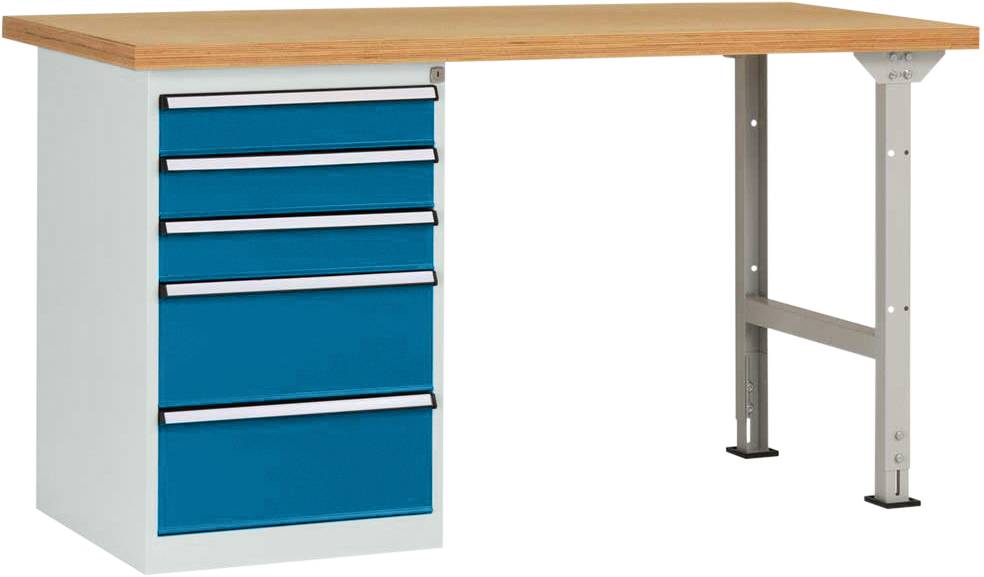 Systém pracovných stolov COMBI model 7 s masívnou bukovou doskou, ŠxHxH = 2000 x 700 x 840 mm Manuflex WC5117.0002 WC5117.0002