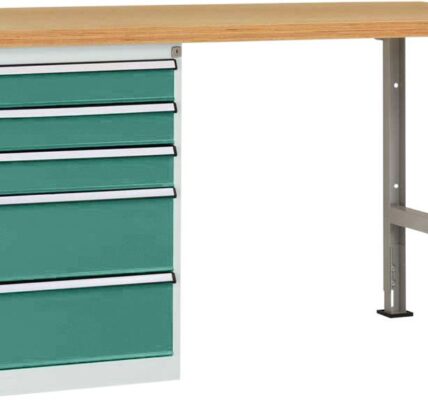Systém pracovných stolov COMBI model 7 s masívnou bukovou doskou, ŠxHxH = 2000 x 700 x 840 mm Manuflex WC5117.0001 WC5117.0001