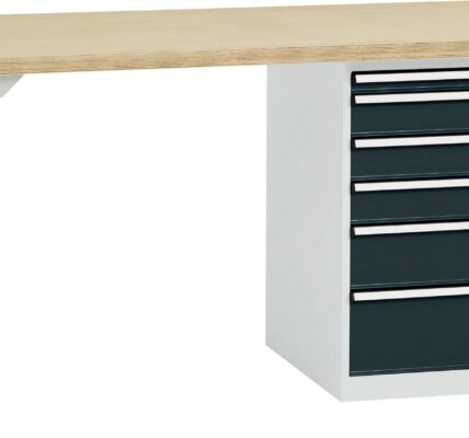 Systém pracovných stolov COMBI model 2 s masívnou bukovou doskou, ŠxHxH = 1500 x 700 x 840 mm Manuflex TP5089.7016 TP5089.7016